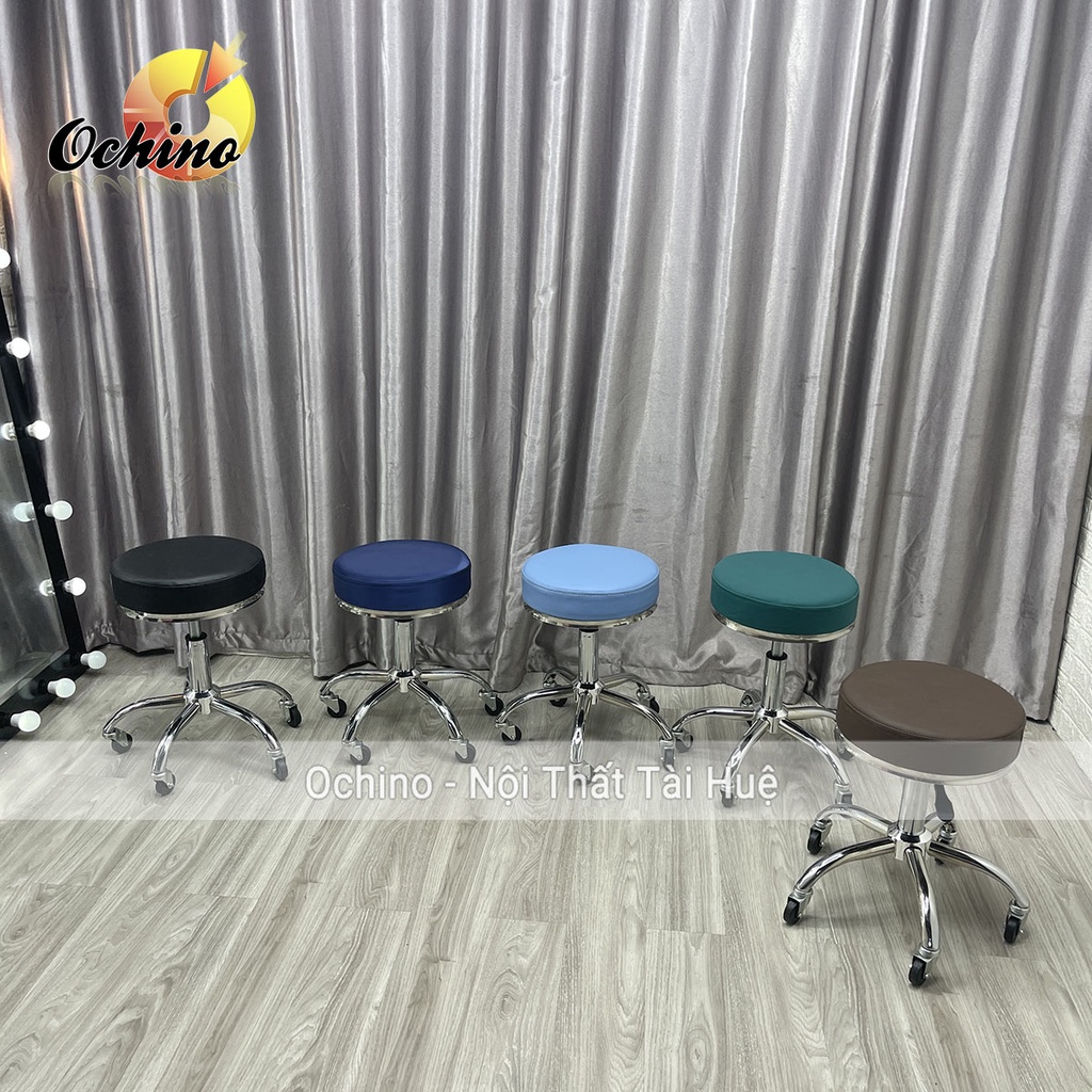 Ghế Xoay Spa Mẫu Tròn Trơn Sang Chảnh Nâng Hạ 40-55Cm Và Xoay 360 Dành Cho Thẩm Mỹ Viện Phun Xăm, Quán Nail ( Ảnh Thật)