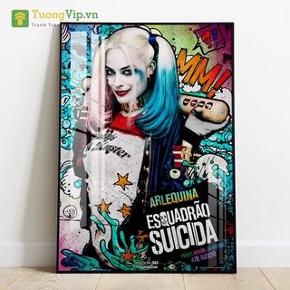 Tranh Laminate Tráng Gương - Tranh Treo Tường Phòng Ngủ, Phòng Khách Phong Cách Pop Art Harley Quinn (Bộ 1 tấm)