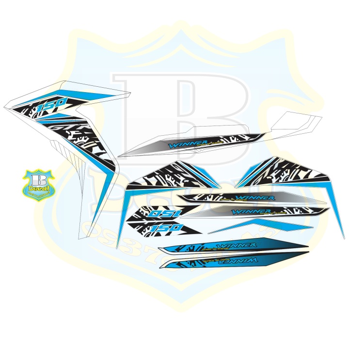 ( Quí khách vui lòng mang ra tiệm cho thợ dán ) Tem winner GTR mẫu zin trắng xanh