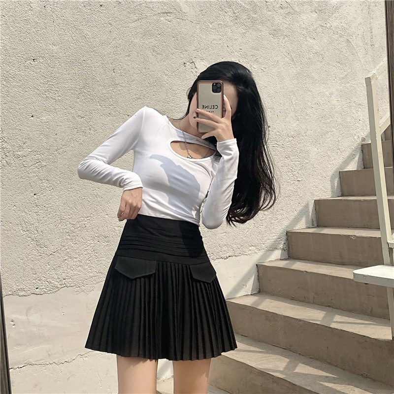 [HÀNG CÓ SẴN] Chân váy xếp ly đen trắng túi nắp hàng Quảng Châu | BigBuy360 - bigbuy360.vn