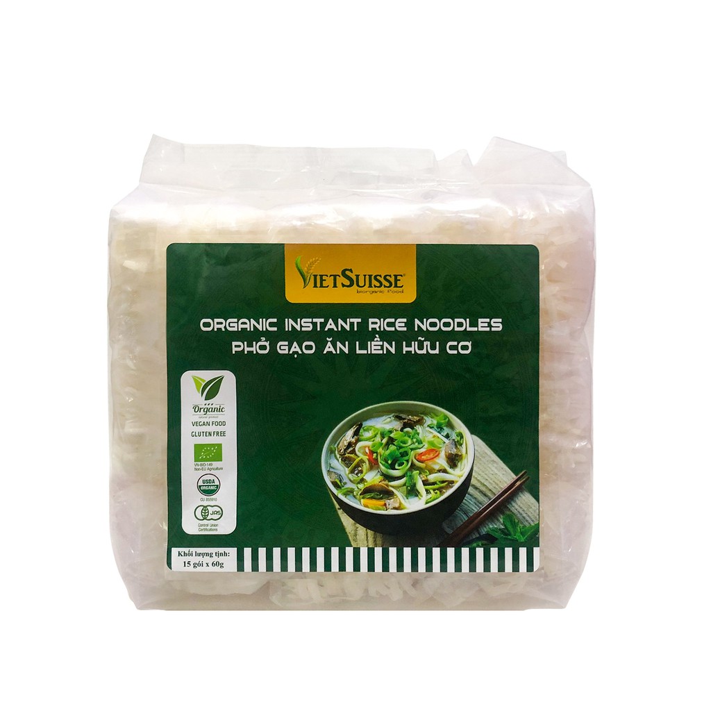 Phở gạo ăn liền hữu cơ Vietsuisse 60g (15 gói/túi)