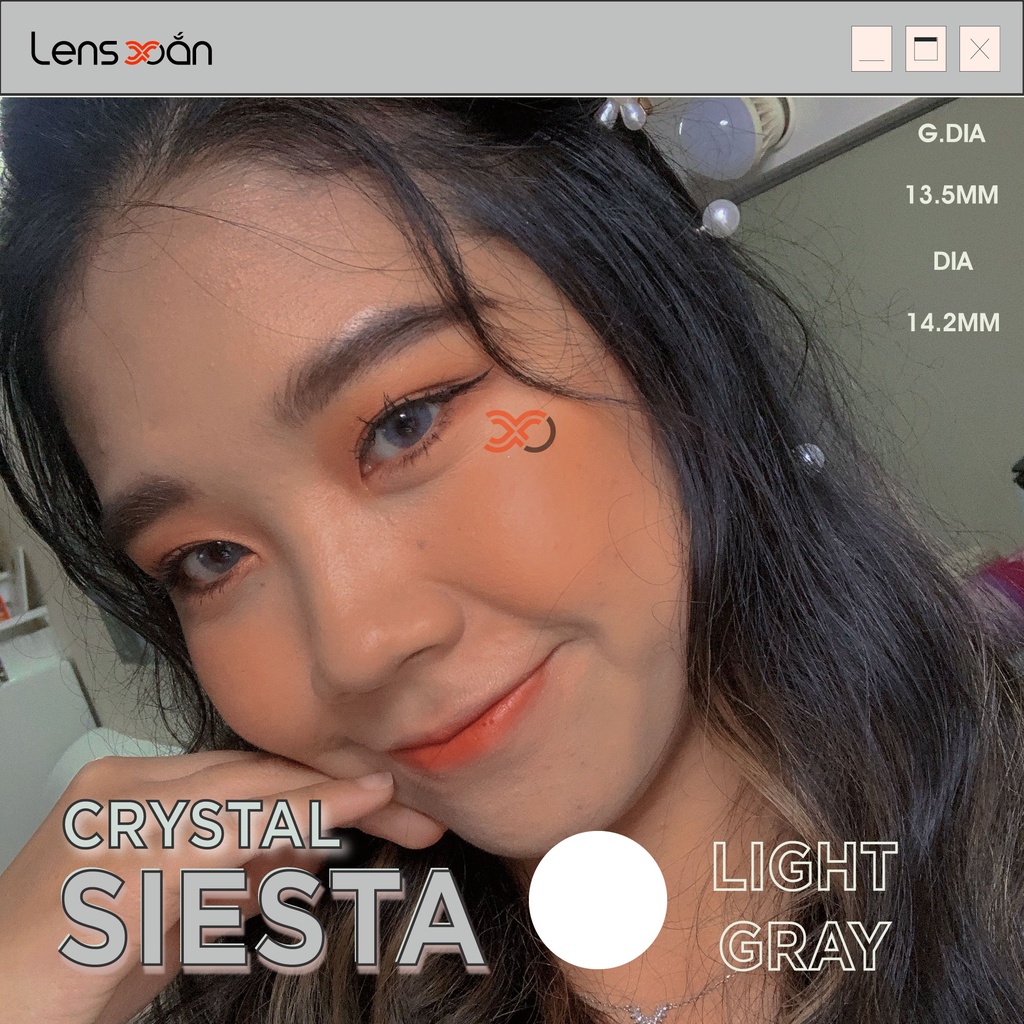 Kính áp tròng SIESTA CRYSTAL LIGHT GRAY-PC Hydrogel của COLORCL( 6 tháng):Lens xám sáng tây không viền|Lens Xoắn(GIÁ 1C)