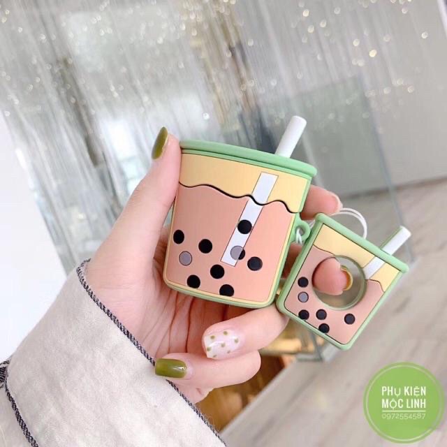Trà sữa case🥤Vỏ bao airpod 1 2 đựng tai nghe không dây i11 i12 i18 i100 ... cute