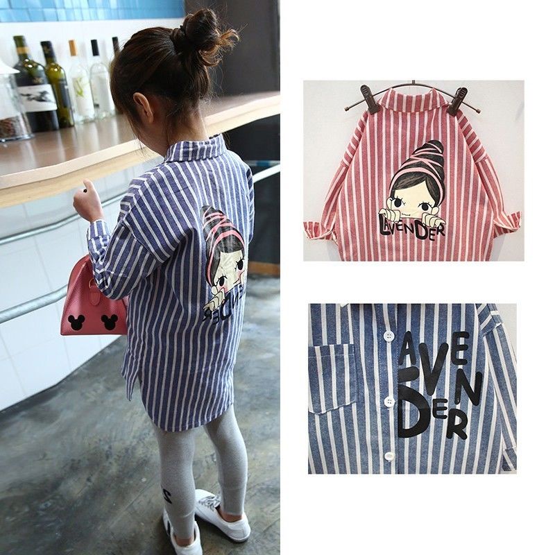 Áo Sơ Mi Dài Tay Phong Cách Hàn Quốc Thời Trang Xuân Thu Mới Cho Bé Gái