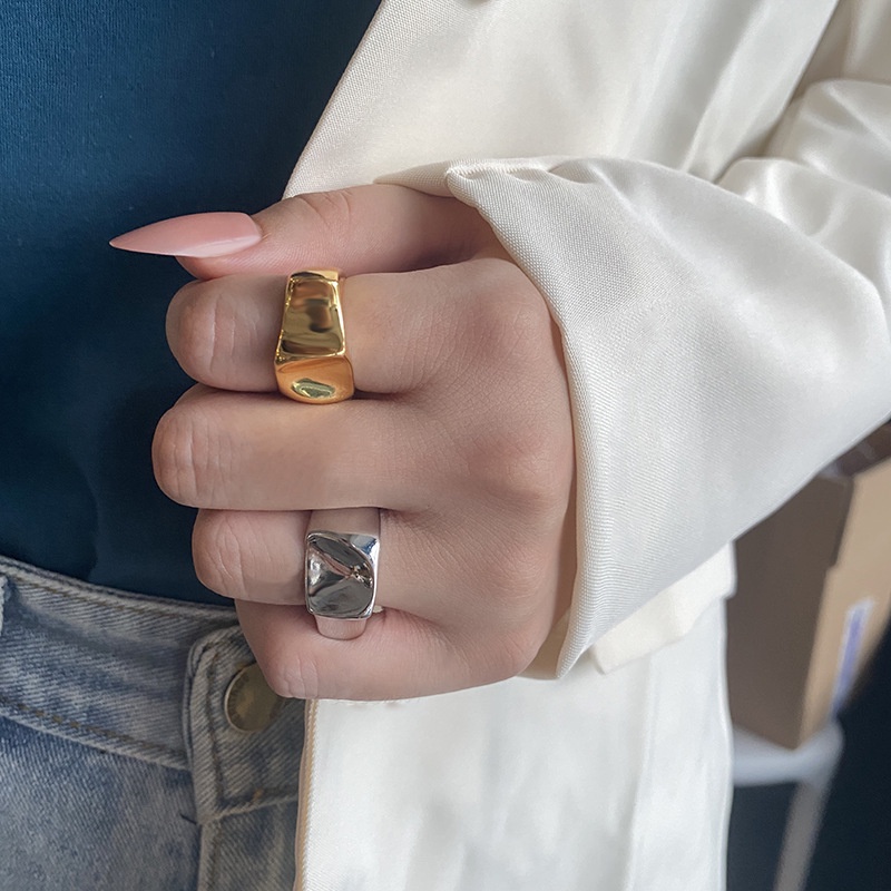 Nhẫn Màu Bạc Kiểu Dáng Hình Học Sáng Tạo Thời Trang Cho Nữ