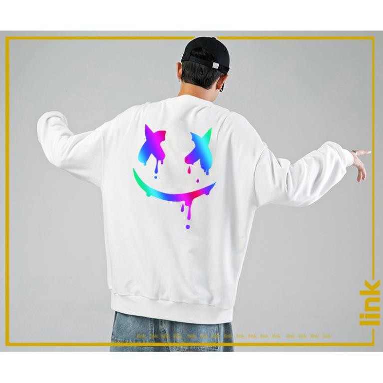 SALE- Áo nỉ Sweater MẶT MARSHMELLO phản quang 7 màu unisex ( Đen, Trắng ) - hàng cực chất