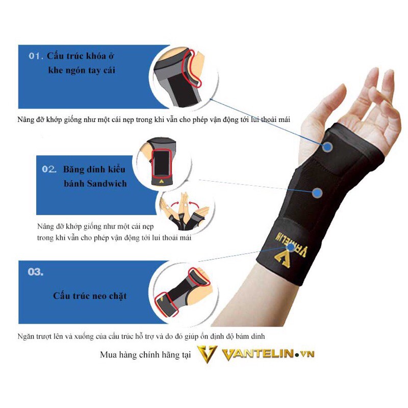 [Chính Hãng] Băng bảo vệ cổ tay Vantelin dùng băng cổ tay tập gym, thể thao, bảo vệ cổ tay chấn thương