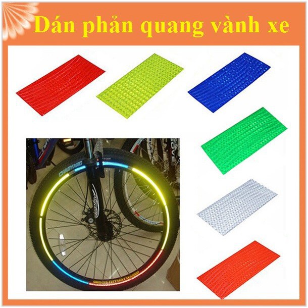 Bộ dán phản quang vành bánh xe máy xe đạp trang trí phản quang ( 1 bộ dán 1 bên vành. 1 bánh xe cần mua 2 bộ)