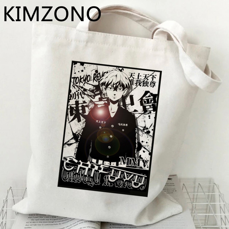 Túi xách mua sắm bằng cotton in hình Tokyo Revengers có thể xếp gọn tiện lợi