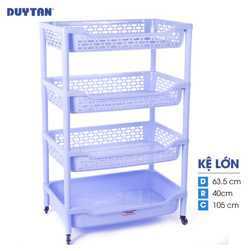 Kệ Nhựa Duy Tân size lớn loại 4 ngăn có bánh xe - K633/4