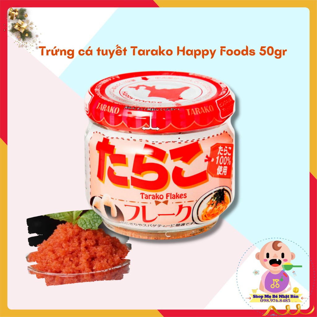 Trứng Cá Tuyết Tarako | Ruốc Trứng Cá Tuyết Happy Foods Nhật Bản 50gr