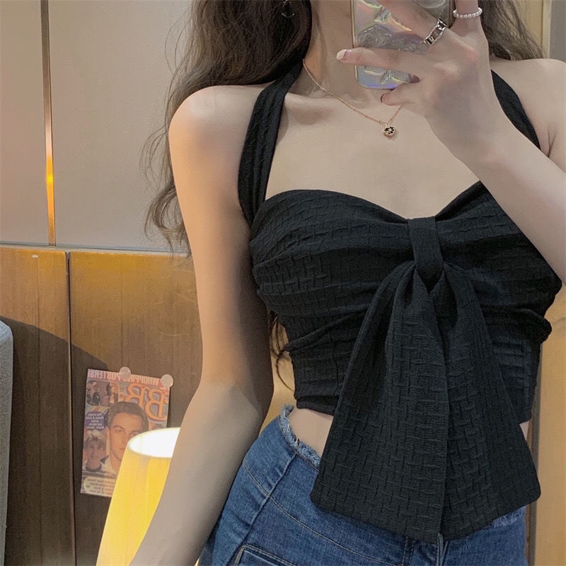 Áo Hai Dây Phối Nơ Thiết Kế Mới Quyến Rũ Thời Trang Mùa Hè Dành Cho Nữ