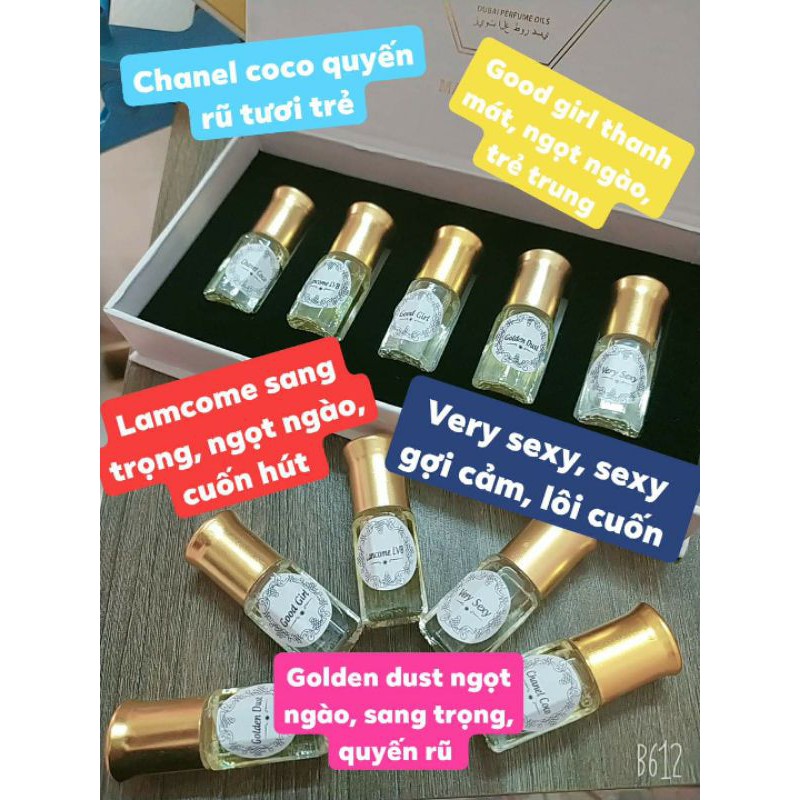 [XẢ_KHO_GIÁ_GỐC] 💥❤💥SÉT 5 TINH DẦU NƯỚC HOA DUBAI CHO NỮ | Thế Giới Skin Care