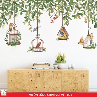 Decal dán len tường CÀNH LỒNG CHIM 001 ( MS047 )