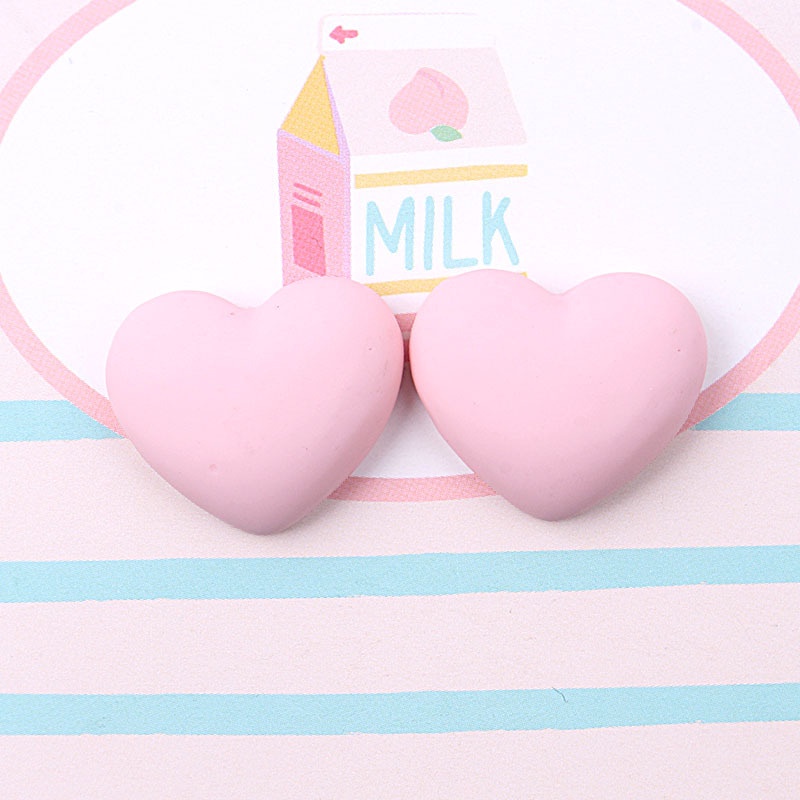 Set 10 Phụ Kiện Trang Sức Hình Trái Tim Bằng Nhựa Resin Màu Kẹo Xinh Xắn DIY