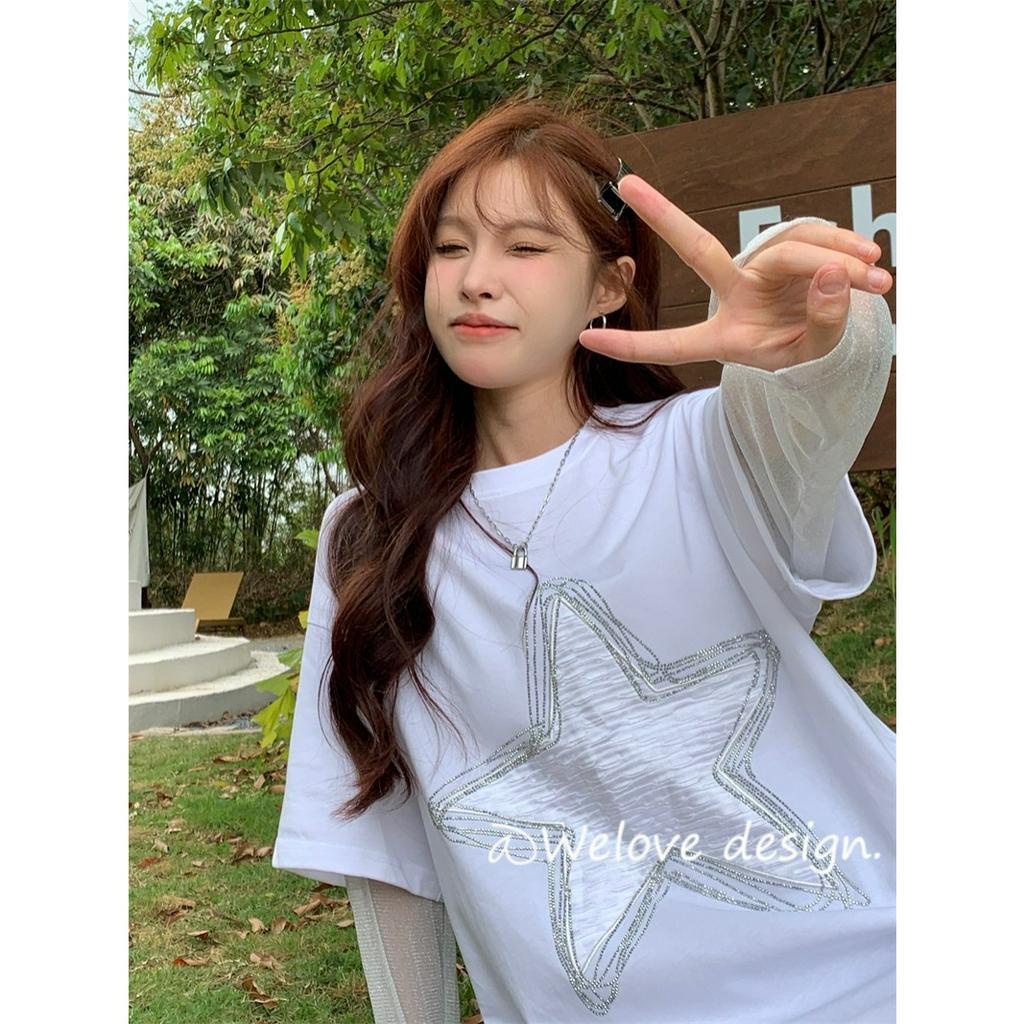 「 WELOVE1 」Áo Thun Cotton Tay Dài Chống Nắng Xẻ Tà Kiểu Cách Hàn Quốc Thời Trang Mới Cho Nữ