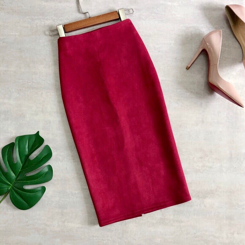 Chân váy body da lộn