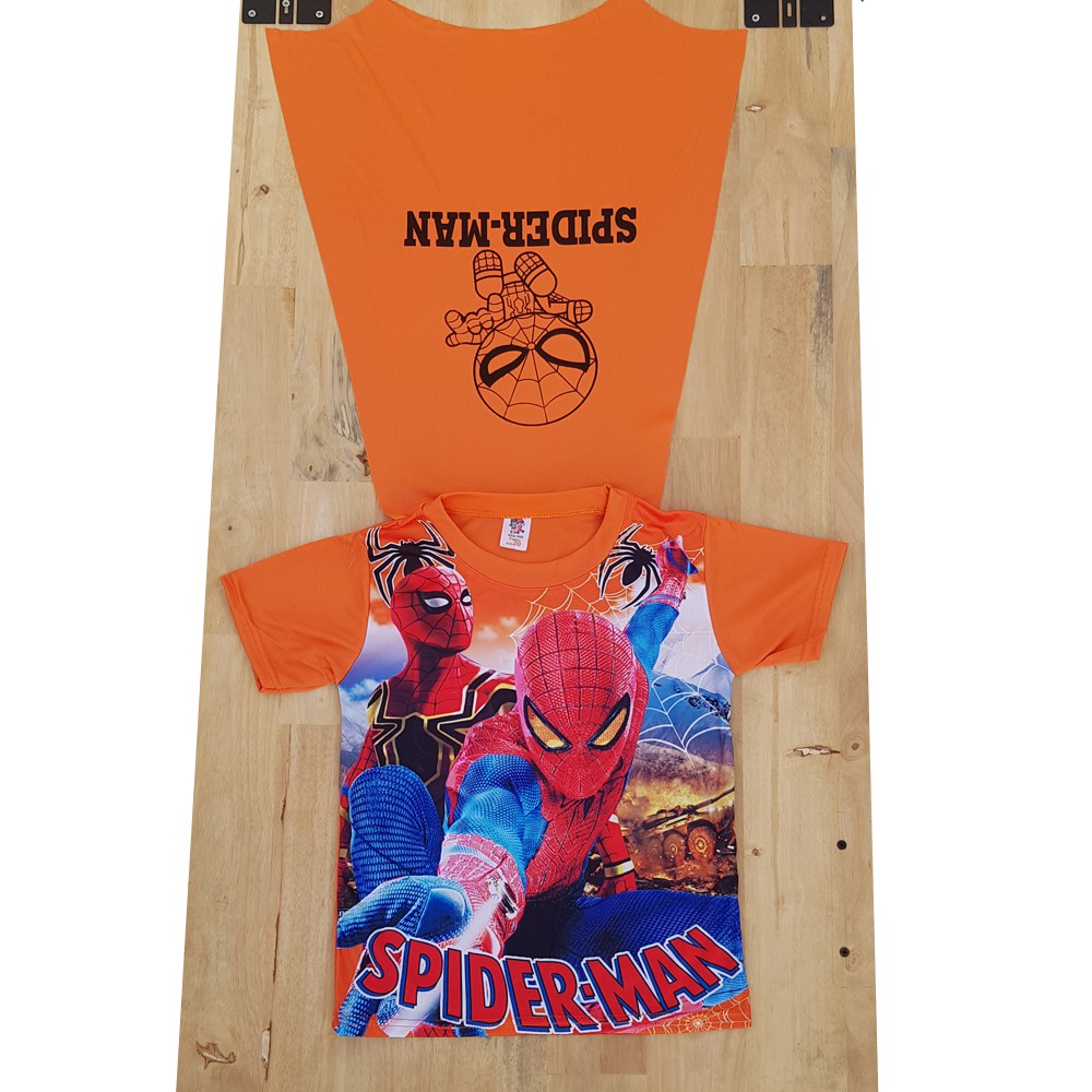 Đồ bộ Spider Man mặc nhà có tà áo siêu nhân tay ngắn quần ngắn size 18-25kg