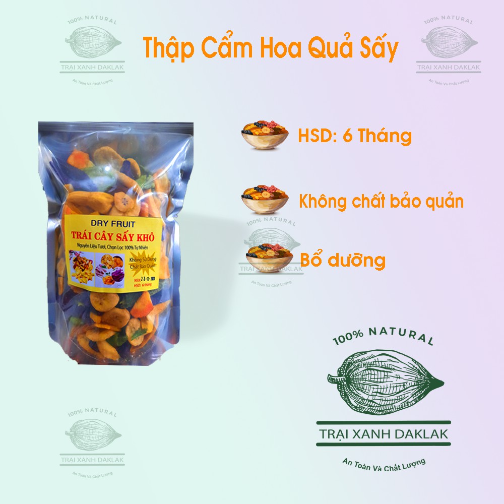 Rau Củ Quả Sấy Thập Cẩm Hương Vị Đắc Lắc -Không tẩm đường chuyên Giảm Cân - Không chất bảo quản -500gram