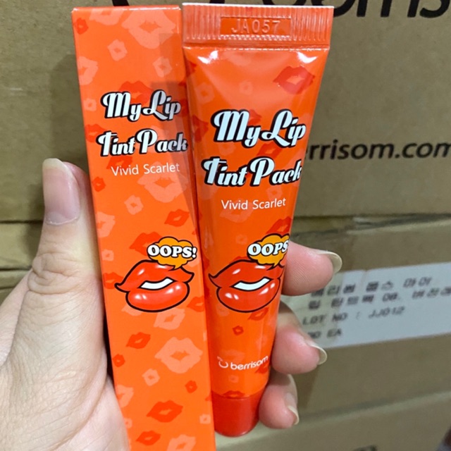 [Chính hãng ]Son xăm môi Hàn Quốc Berisom Chu My Lip Tint Pack# Vivid scalet -Màu cam đỏ