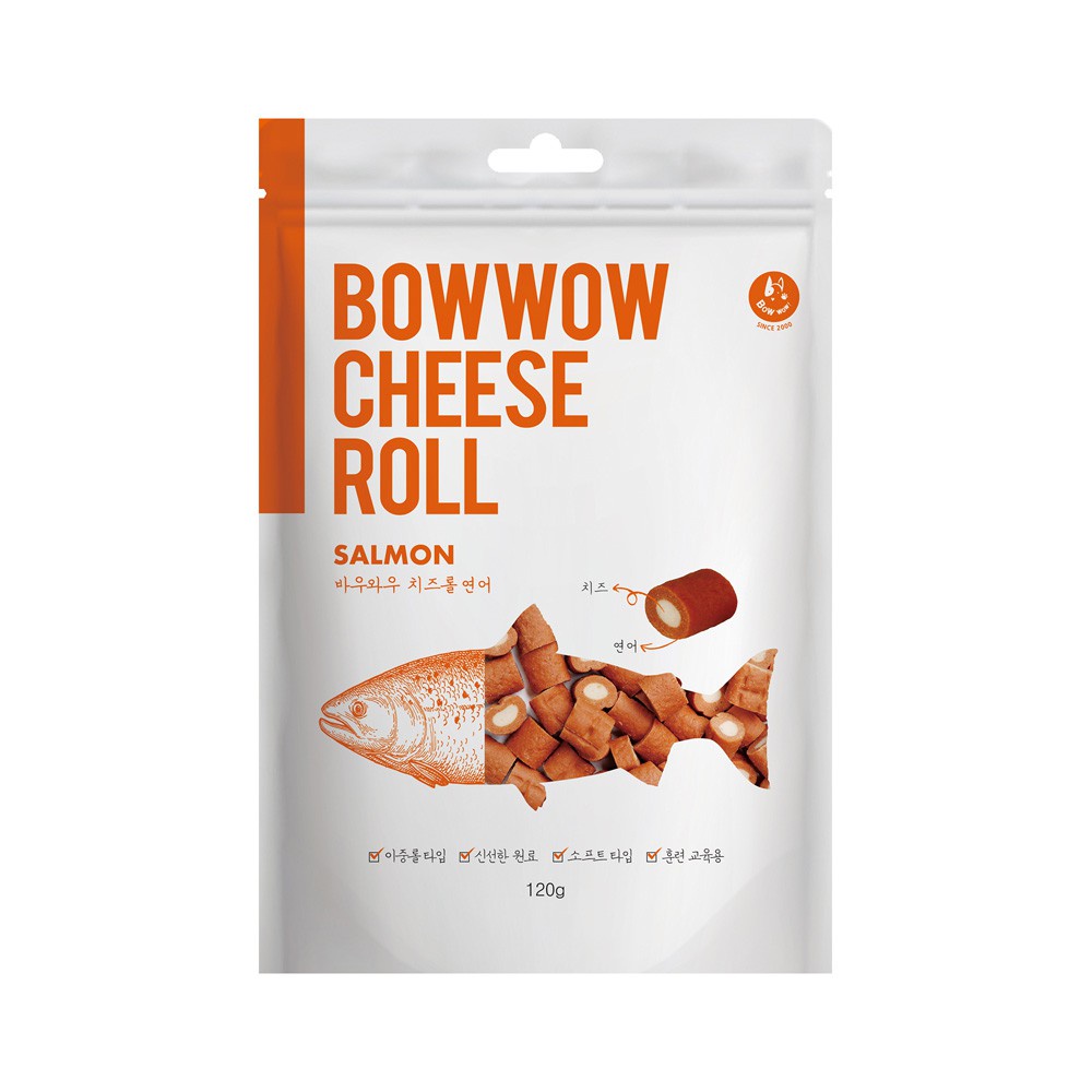 Bánh thưởng cho chó, viên phô mai huấn luyện cho chó phô mai cuộn Bowwow Cheese roll 120g