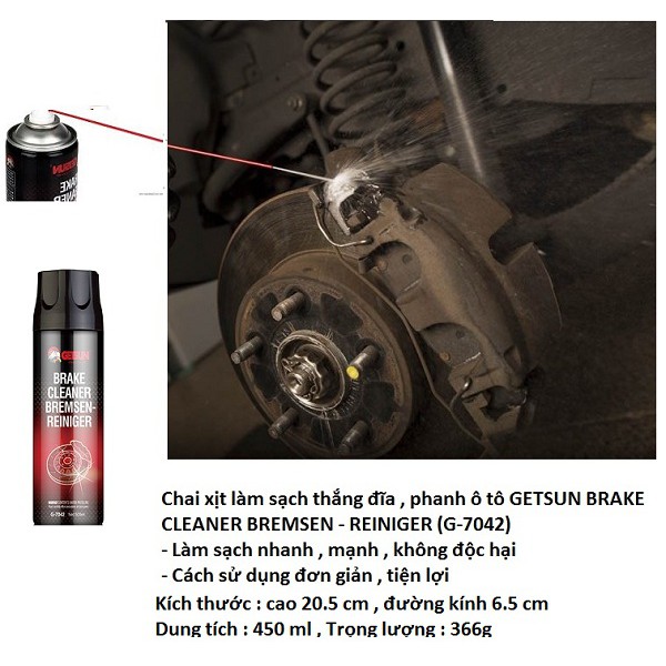 Chai xịt làm sạch cụm thắng (phanh) cho ô tô GETSUN BRAKE CLEANER