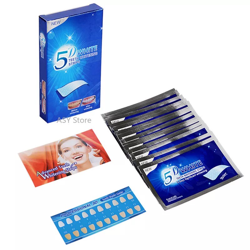 Miếng Dán Làm Rrắng Răng, Miếng Dán Làm trắng răng an toàn, dễ sử dụng, Gel trắng 5D ,7 miếng