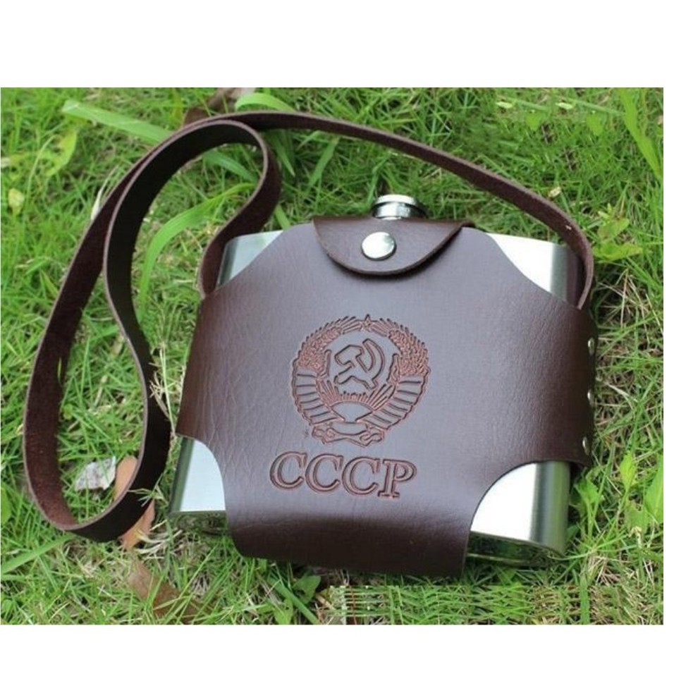 Bình Đựng Rượu, Nước Inox Trơn CCCP 1 lít ( Màu bạc)