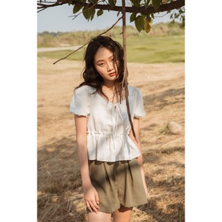[MOMOCO] Áo croptop lửng chun eo và tay M2345