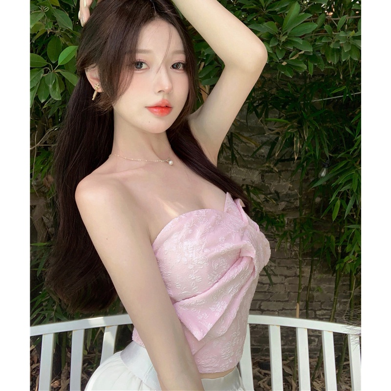 Áo Ống Không Tay Phối Nơ Thời Trang Dành Cho Nữ