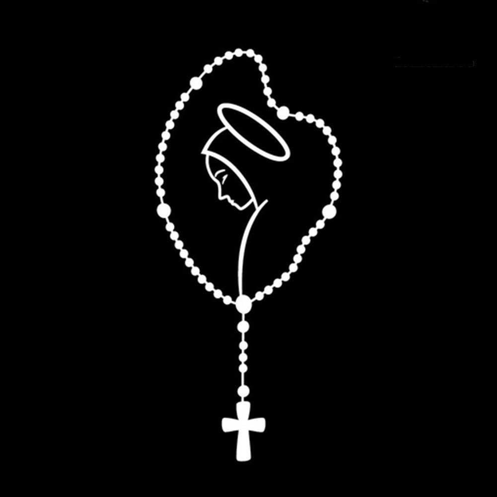 Đề Can Dán Trang Trí Thân Xe Ô Tô / Cửa Sổ In Chữ Mary Rosary Độc Đáo