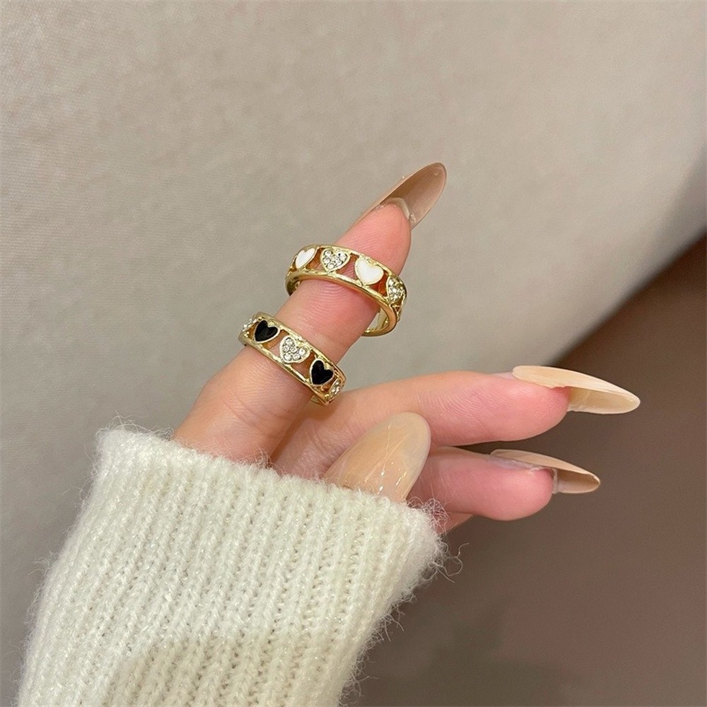 Nhẫn Đính Đá Hình Trái Tim Có Thể Điều Chỉnh Thời Trang Quyến Rũ Cho Nữ