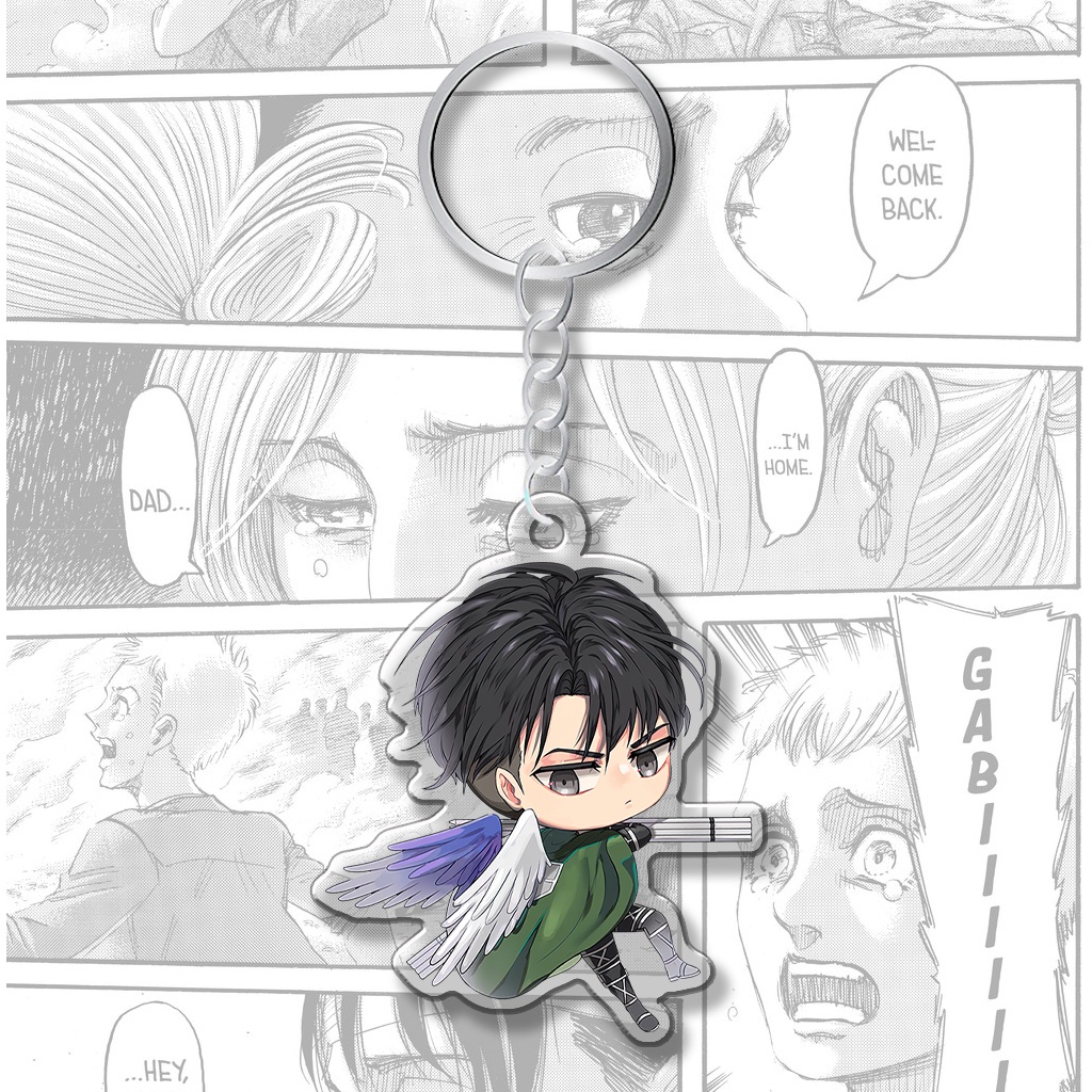Móc khóa anime Thegioipuzzle Attack on Titan Eren Levi chibi phụ kiện trang trí