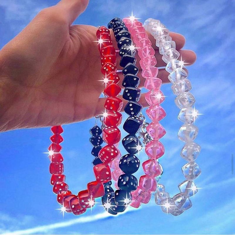 Vòng cổ hạt xúc xắc may mắn vui nhộn nhiều màu sắc cho nữ