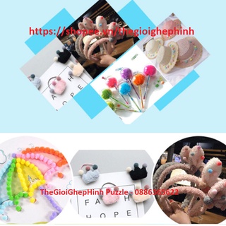 300 Hạt Pompom Nhiều Kích Thước,Màu Sắc