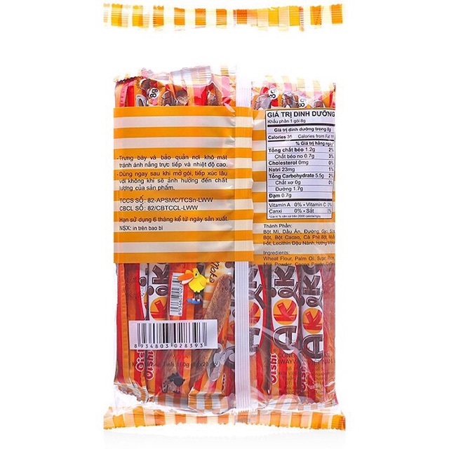 Thùng Bánh Snack Oishi Akiko 10 bịch * 20 Que vị Cafe Moka