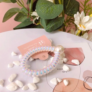 Dây cột buộc tóc lò xo đính ngọc trai