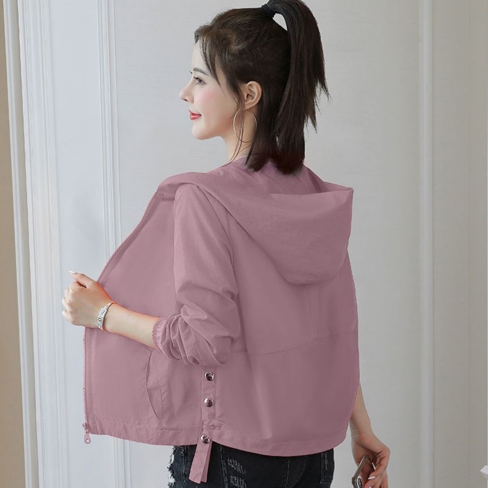 Áo Khoác Chống Tia UV Dáng Ngắn Rộng Tay Dài Có Mũ Trùm Thời Trang Mùa Hè Dành Cho Bạn Nữ