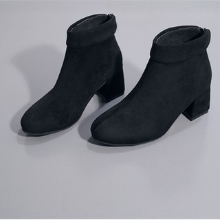 [HÀNG ODER] Boots da lộn cổ ngắn khoá sau - kèm ảnh thật