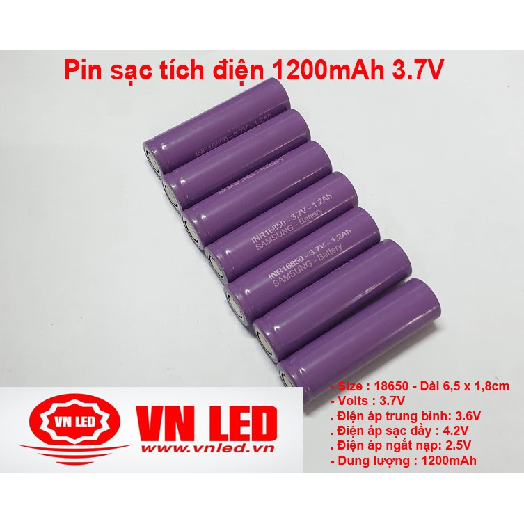 Pin sạc tích điện 3.7V, 1200mAh Cell pin INR18650 Li-Ion, pin sạc dự phòng mới