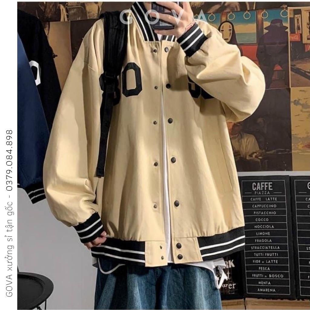 Áo khoác Bomber dù 8090 form rộng 2 lớp nam nữ Unisex GOVA
