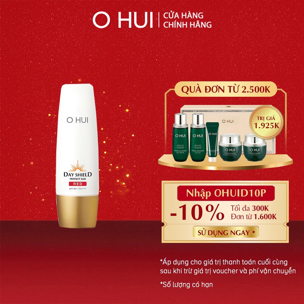 [Mã COSLUX158 giảm 150K] Kem chống nắng cho da nhạy cảm OHUI Day Shield Perfect Sun Red SPF50+ PA++++ 50ml