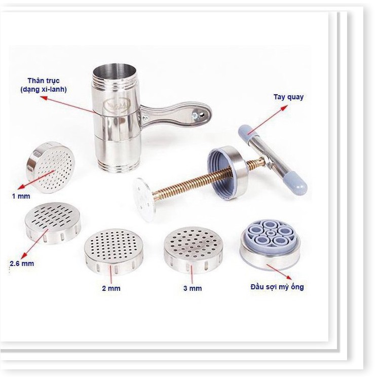 Máy Làm Bún Tươi, Mỳ Sợi 5 Đầu Cắt Inox (Bạc) Hàng Cao Cấp Cực Chất Lượng