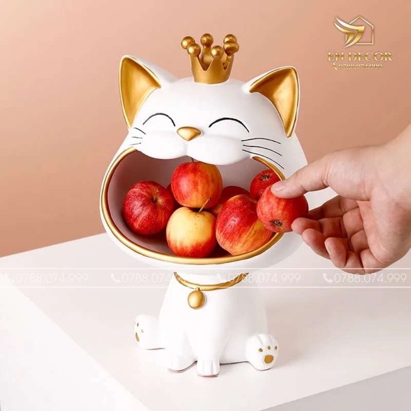 Mèo May Mắn, Mèo Đựng Kẹo Chìa Khóa, Trang Trí Phòng Khách, Trang Trí Phòng Ngủ, Én Decor