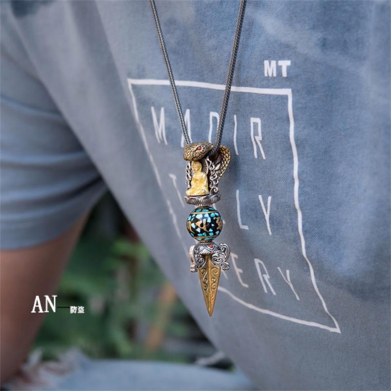 Mặt Dây Chuyền Bạc S925 Sakyamuni snake king Sáu Chữ maS925 Bằng Bạc Sakyamuni Mantra Chuyển Vajra Vajra Ulan Dzi 9.1