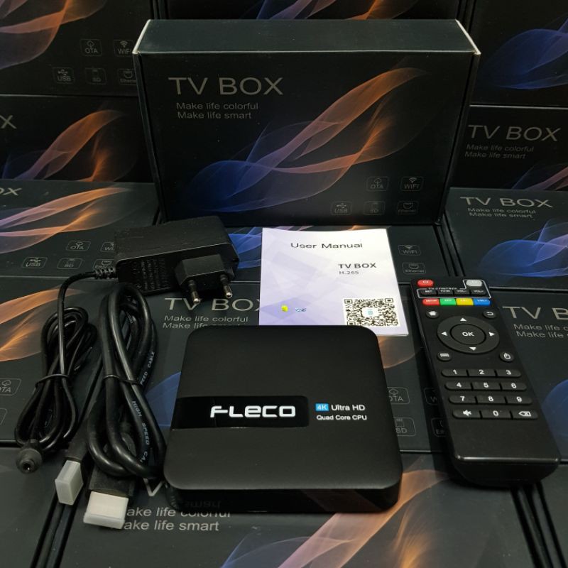 Tv Box Fleco H20 Android 10 Ram 2gb - 16gb Rom - Playstore - Wifi - Lan Rj45 - Av Out - 4k Ultra Hd Và Phụ Kiện