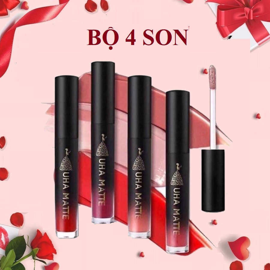 Combo quà tặng Bộ 4 son UHA MATTE Handmade 4 màu