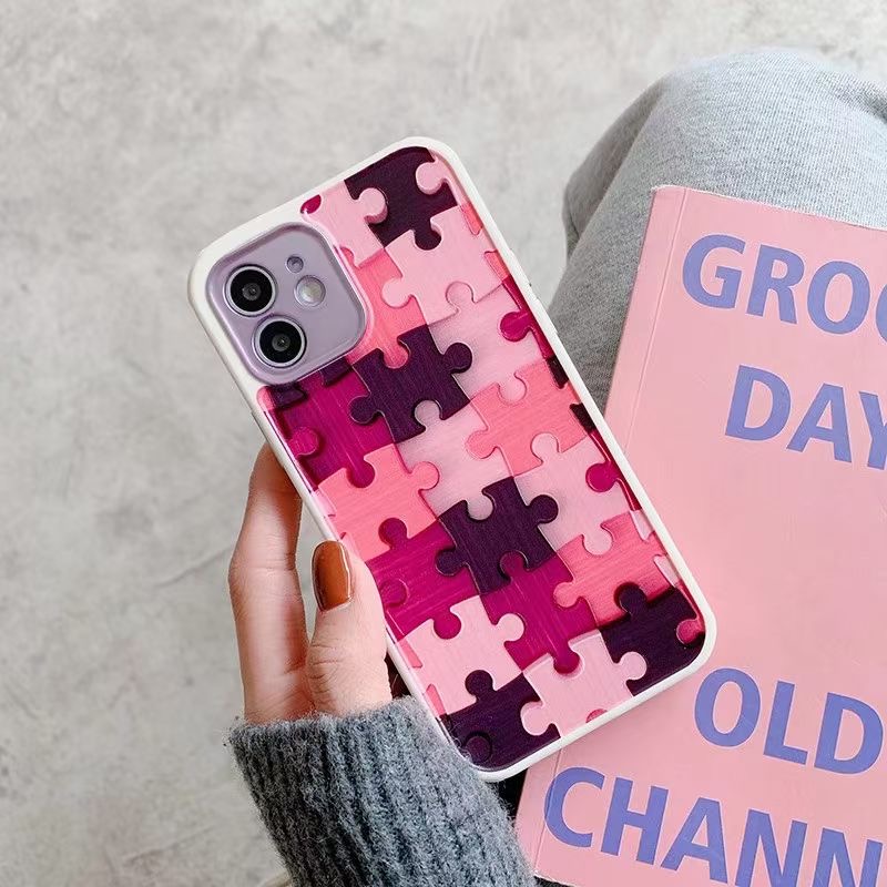 Ốp điện thoại nhám hình mảnh ghép dành cho iPhone 7 7plus 8 8plus x xr xs 11 12 promax | BigBuy360 - bigbuy360.vn