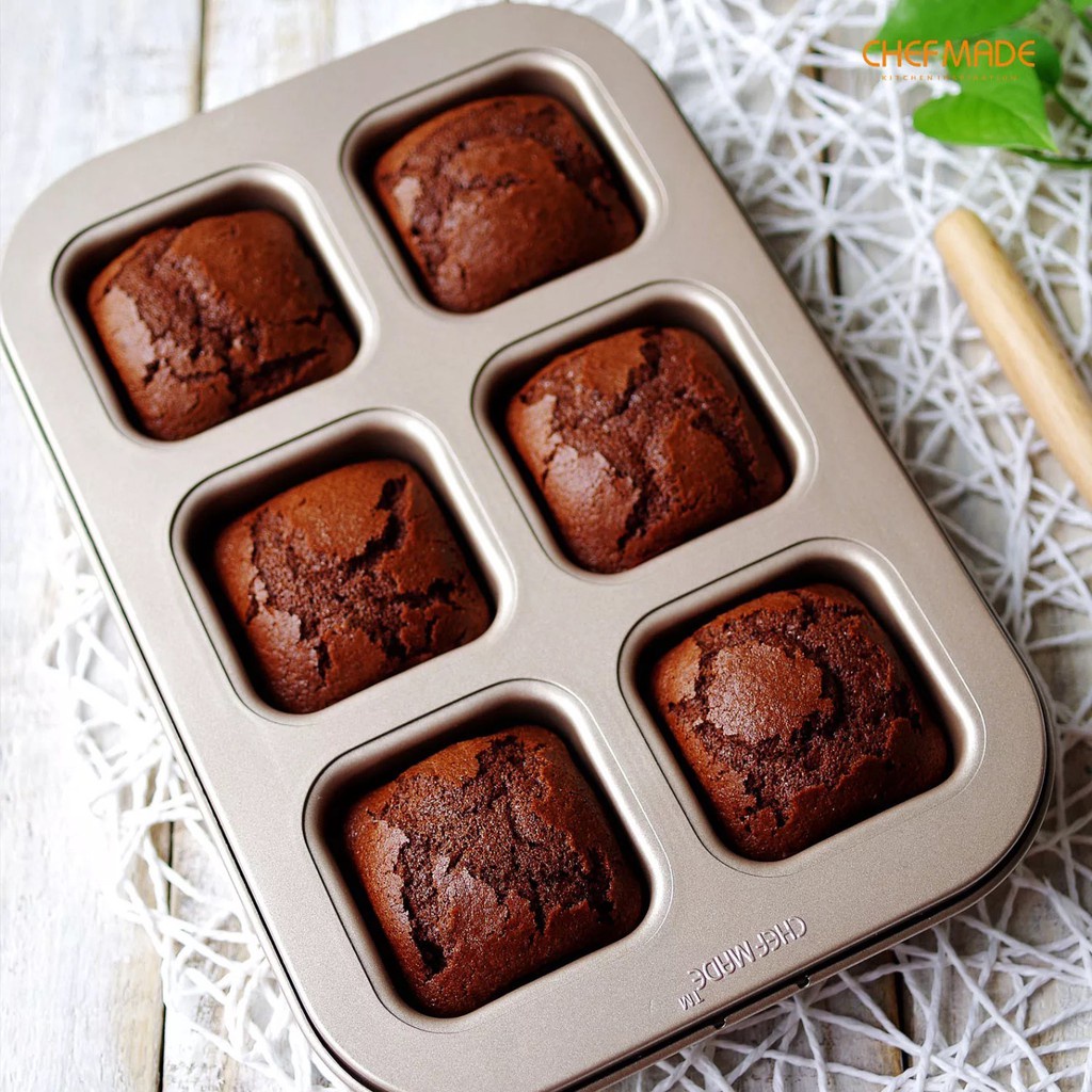 Khuôn ô vuông nhỏ 6 bánh khuôn bánh đa năng chông dính khuôn bánh mì khuôn cupcake