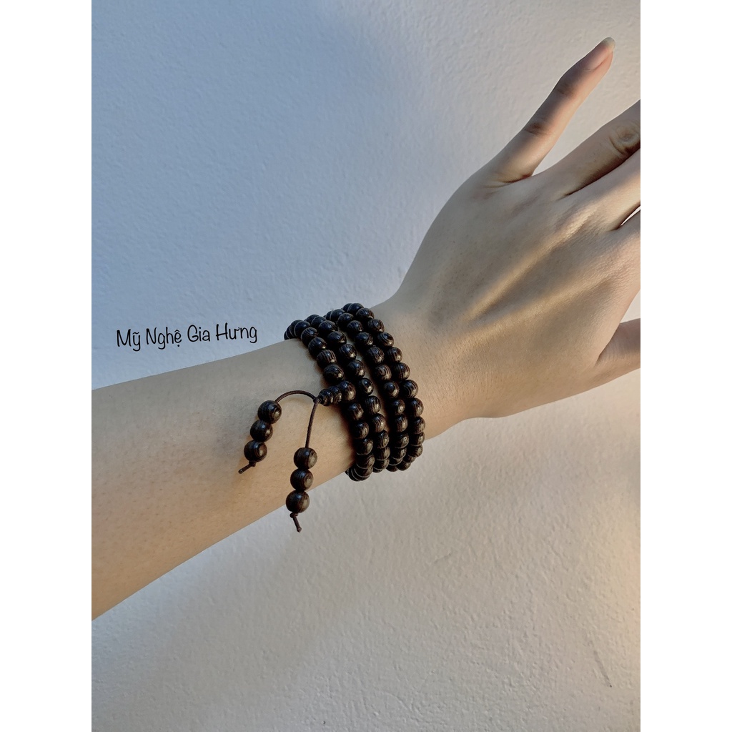 Vòng Tay Phong Thủy Chuỗi Tràng 108 Hạt, Vân Gỗ Tự Nhiên Siêu Đẹp,may Mắn-An Yên-Thịnh Vượng, Saiz